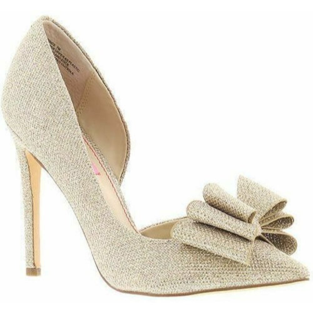 Betsey Johnson Paris Gold Glitter High Heels Pumps